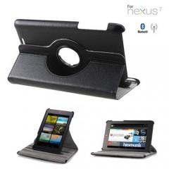 Nexus 7 Tab Leather Stand Cover - Black