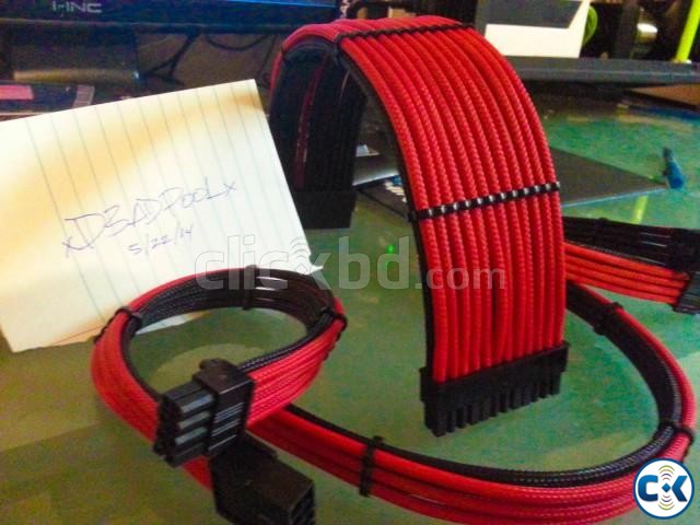 Rosewilll Motherboard 24 Pin Extension Sleeved Cable. RED  large image 0