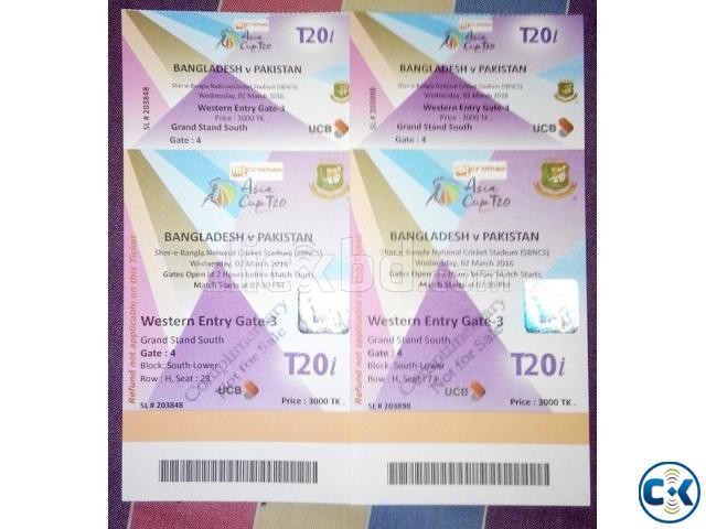 Asia cup Bangladesh vs Pakistan Grand stand ticket large image 0