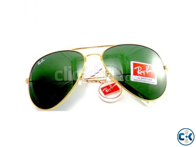 Golden Frame Forest Blue Shade Ray-Ban Sunglasses. large image 0