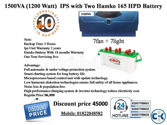 1500VA 1200 Watt IPS with Two Hamko 165 HPD Battery large image 0