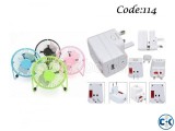 Combo Offer - Mini USB Round Fan 1pc Travel Adapter with US