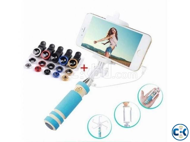 4 in 1 Selfie Stick Mobile Lens Combo large image 0