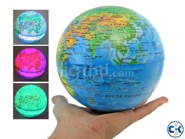 Self Rotate Day Night Color Change Desk Globe World Map large image 0