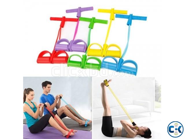 2-Tube Foot Pedal Pull Rope Resistance Exercise Sit-up large image 0