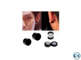Men s Black Circular Magnetic Earring Pair of 6 mm