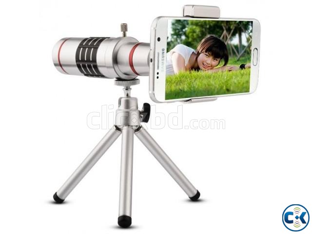 12x Universal Mobile Camera Lens With Tripod Stand Silver. large image 0