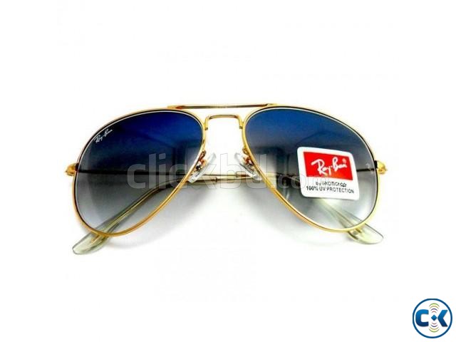Golden Frame Ocean Blue Shade Ray-Ban Sunglasses. large image 0