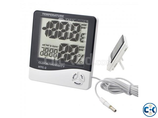 HTC 2 Digital Temperature Thermometer Humidity Meter Clock large image 0