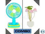 Combo of Rechargeable Fan with Light Mushroom LED Light
