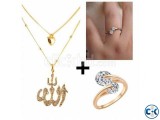 Combo Twin Zircon Finger Rings Stone Crafted Necklace