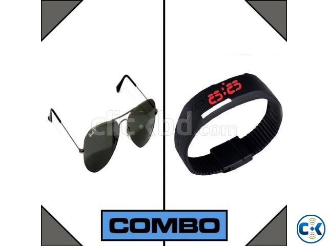 LED Watch and RayBan Sunglasses Combo large image 0