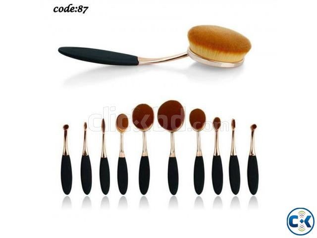 10Pcs Professional Makeup Brushes Set Oval Cream Puff Toothb large image 0