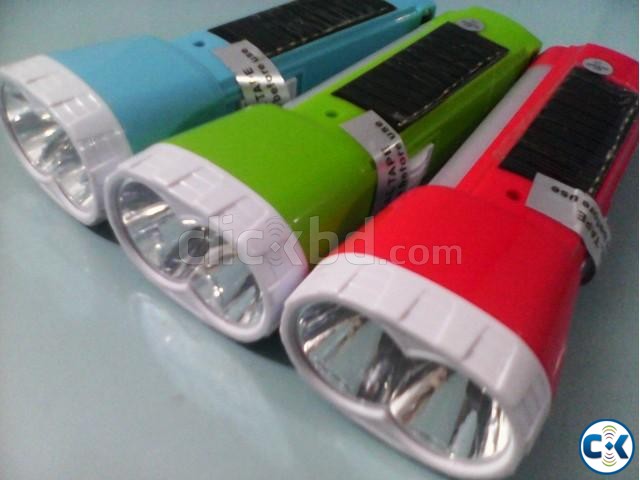Solar Electric dual Rechargeable Torch FlashLight large image 0