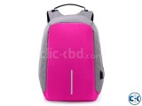 Anti-theft Backpack With USB Charge Port Pink Colo