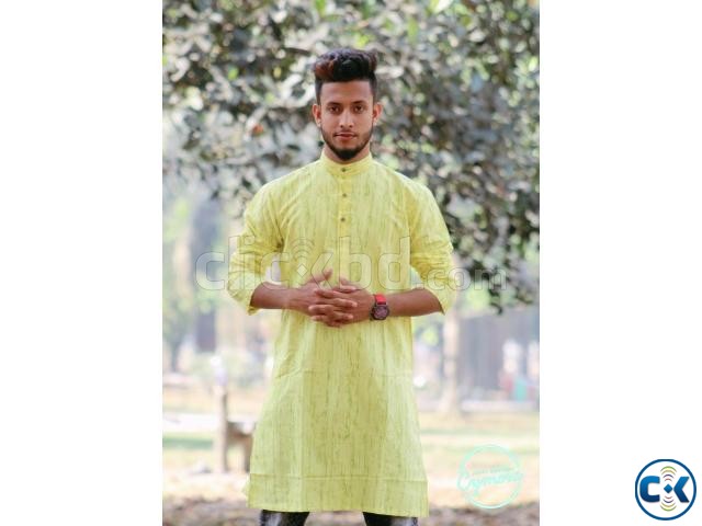 Yellow Cotton Casual Long Panjabi for Men large image 0