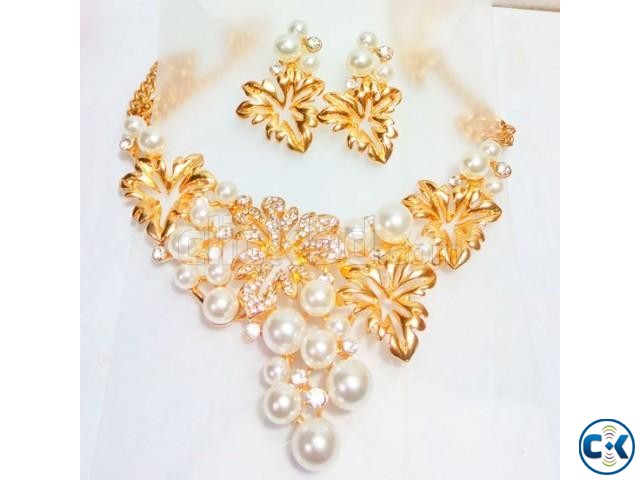 indian gold plated pearl necklace large image 0