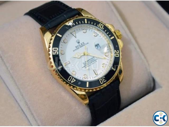 Rolex Black Leather Strap watch large image 0