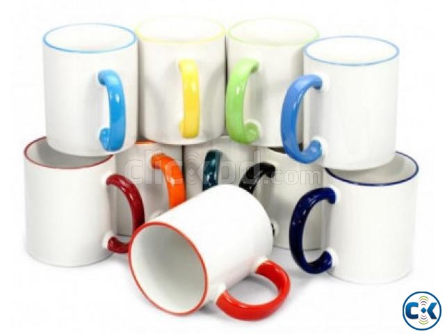 White Ceramic Sublimation Colored Rim 11 oz Coffee Mug large image 0