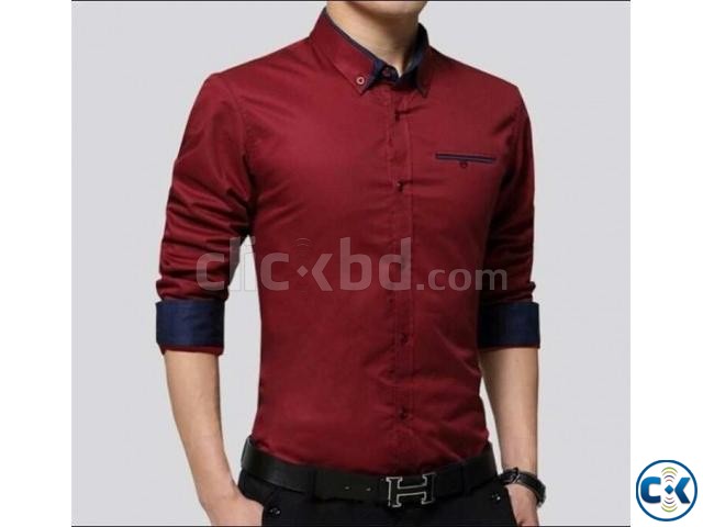 Maroon Long Sleeve Casual Shirt for Men 2 large image 0