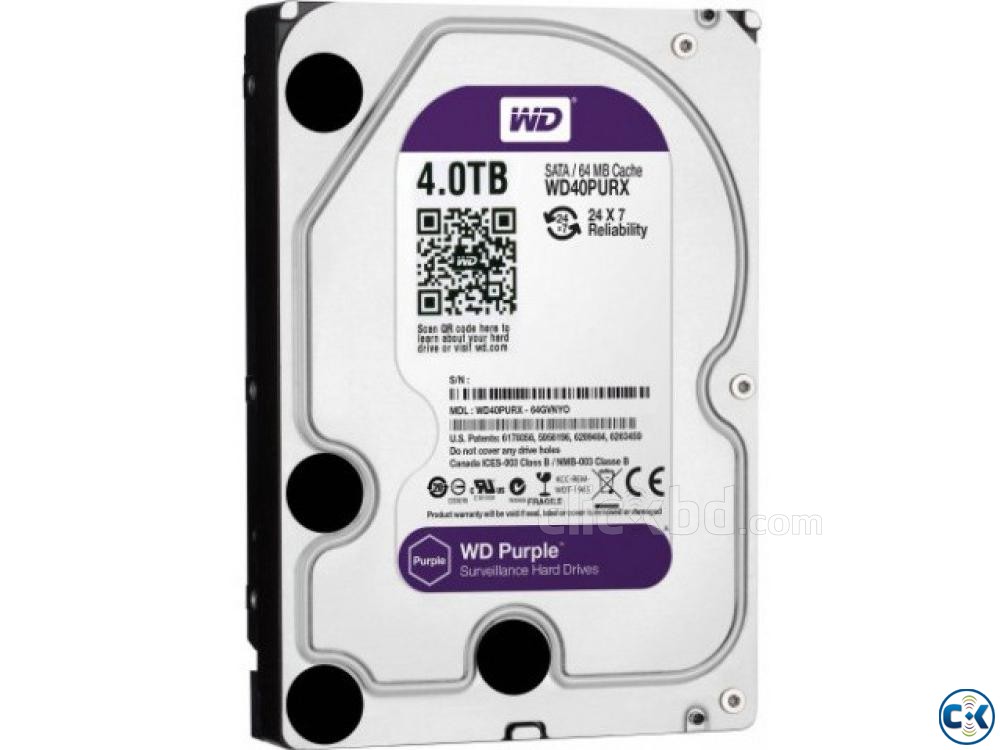 Western Digital Purple WD40EJRX 4 TB Hard Disk Drive large image 0