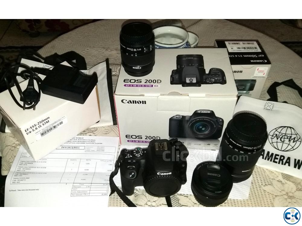 Canon 200D with 18-55mm 50mm 55-250mm lenses large image 0