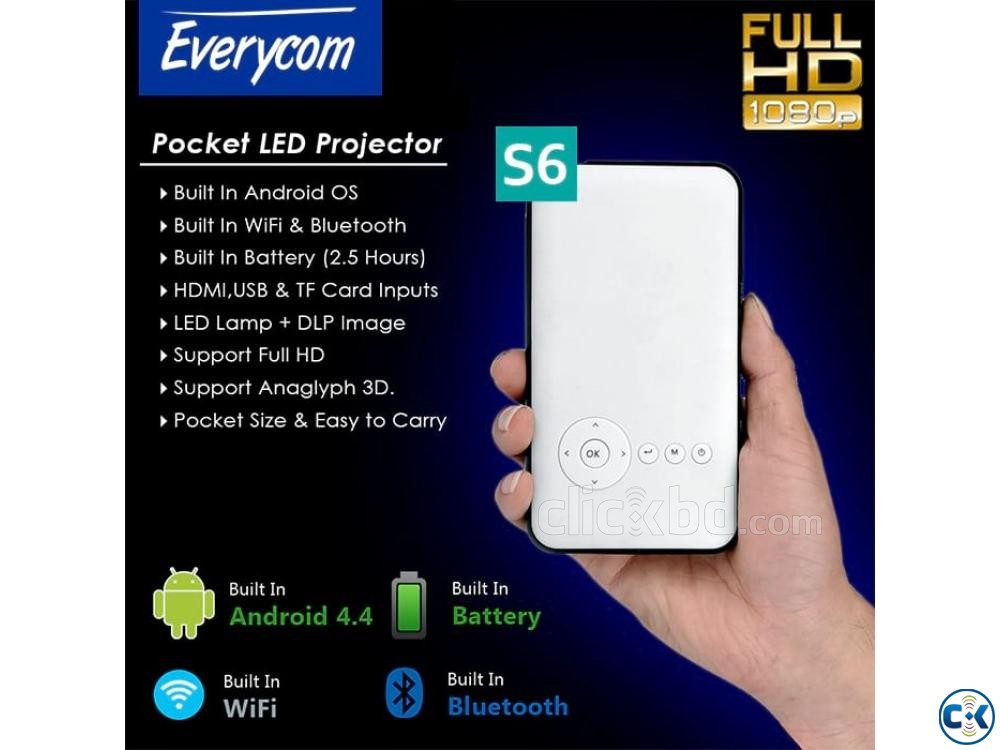 Everycom S6 Android Projector 3D HD Mini Pocket Projector large image 0