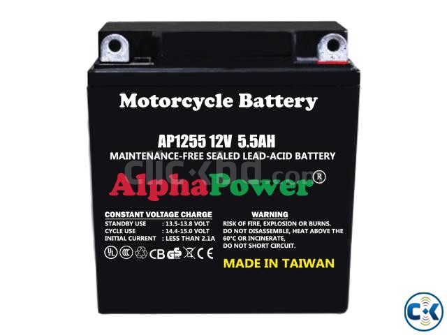 AlphaPower AGM Motorcycle Battery 12V 5.5Ah from Taiwan large image 0