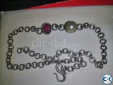Ruby চুনি Yellow Pearl মোতি and Silver Chain for Sell