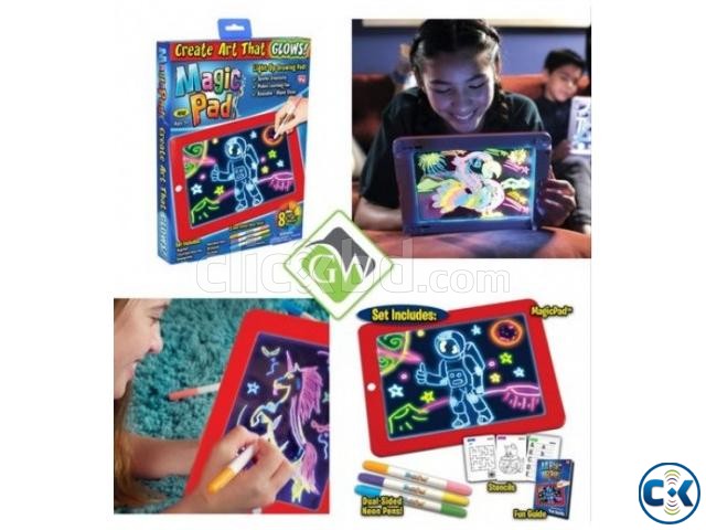 3D Magic Pad Light Up LED Drawing Tablet With 6 Pen large image 1