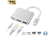 USB-C to 4K HDMI Adapter 3 IN 1 Type C Converter for Macbook