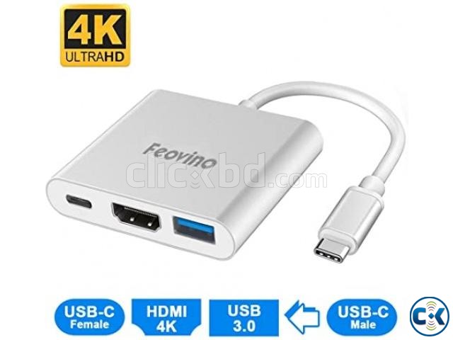 USB-C to 4K HDMI Adapter 3 IN 1 Type C Converter for Macbook large image 1