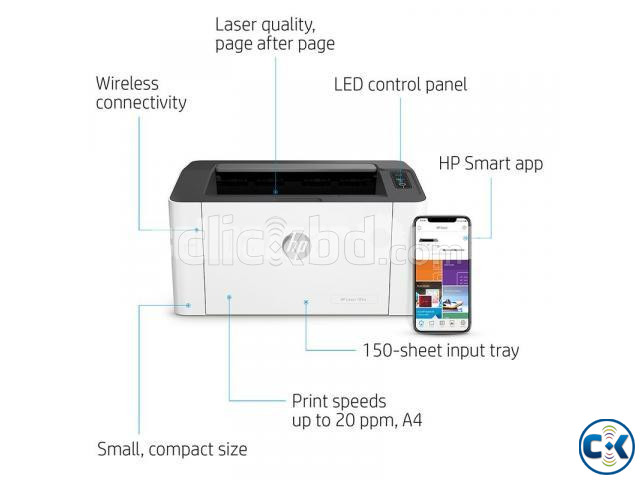 HP 107W Laser Printer large image 1