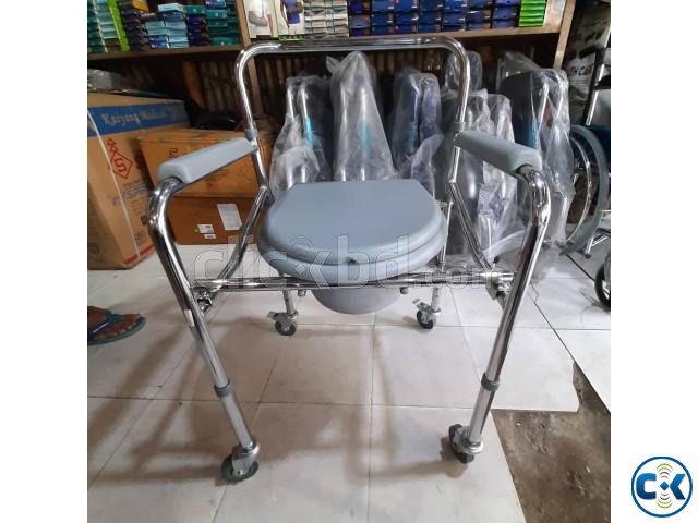 Height Adjustable Commode Chair with Wheels large image 1