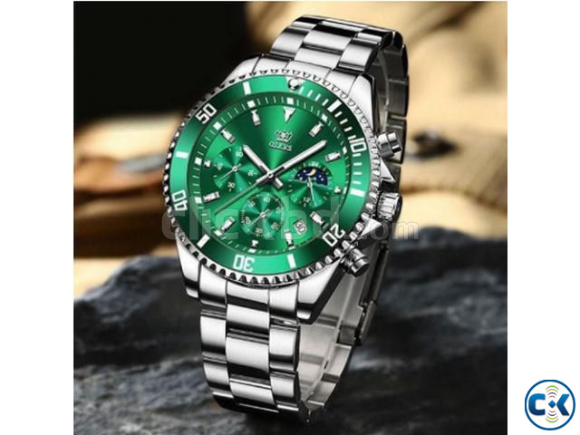 OLEVS OL- GS-6004 GREEN SILVER MULTI FUNCTION CHRONOGRAPH large image 0