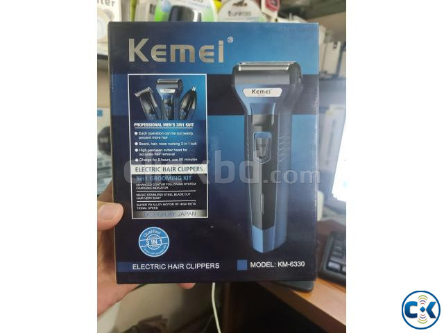 Kemei Km-6330 Double Battery 600mAh 3 in 1 Hair Clipper Groo large image 4