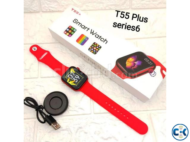 T55 Plus Smartwatch Series 6 Waterproof Crown Button Working large image 4
