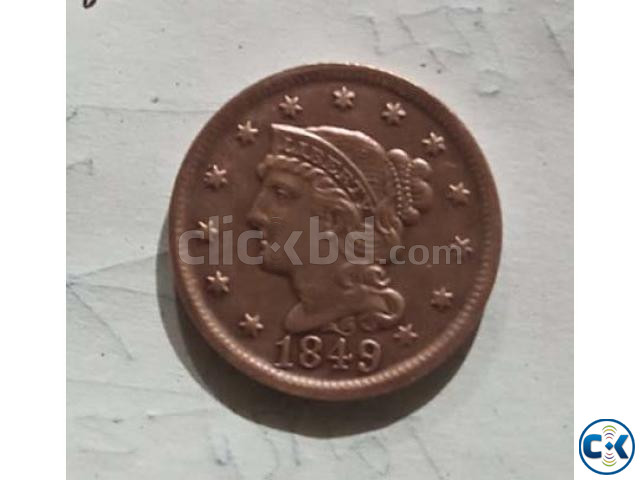 1849 Braided Hair Large One Cent 100 CopperCopy Coins large image 1