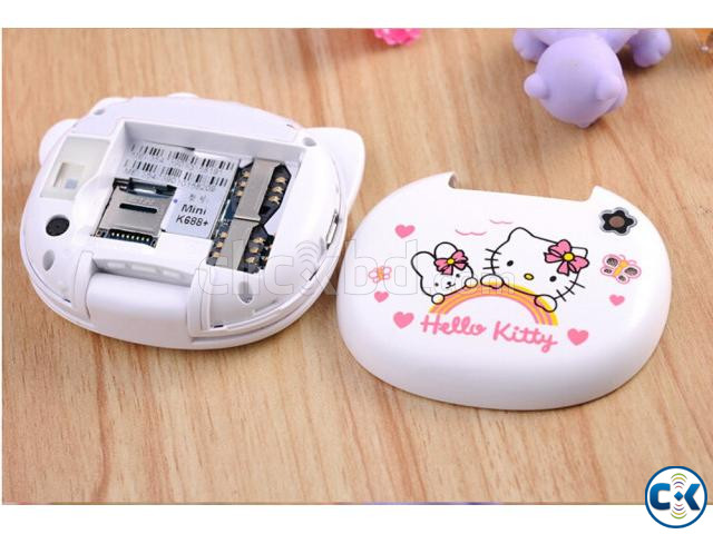 Hello Kitty K688 Mini Folding Mobile Phone - White large image 2
