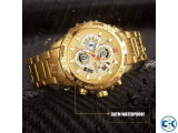 NAVIFORCE Golden Stainless Steel Chronograph Watch For Men -
