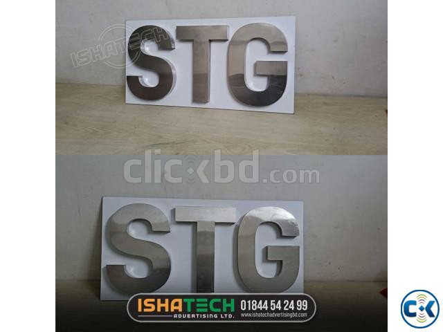 SS Hairline Finish. 3D SS letter Office Signboard. large image 2
