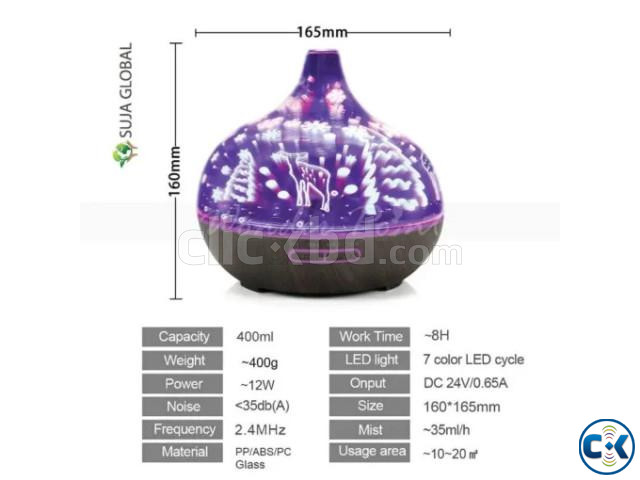 3D Ultrasonic Aroma Diffuser 7 LED Color Option large image 2