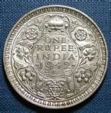 British India Coin King George VI 1942 One Rupee large image 1