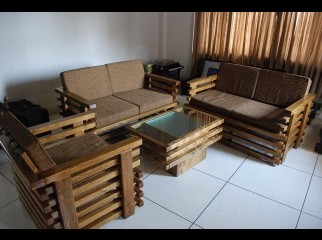 A new wooden sofa set