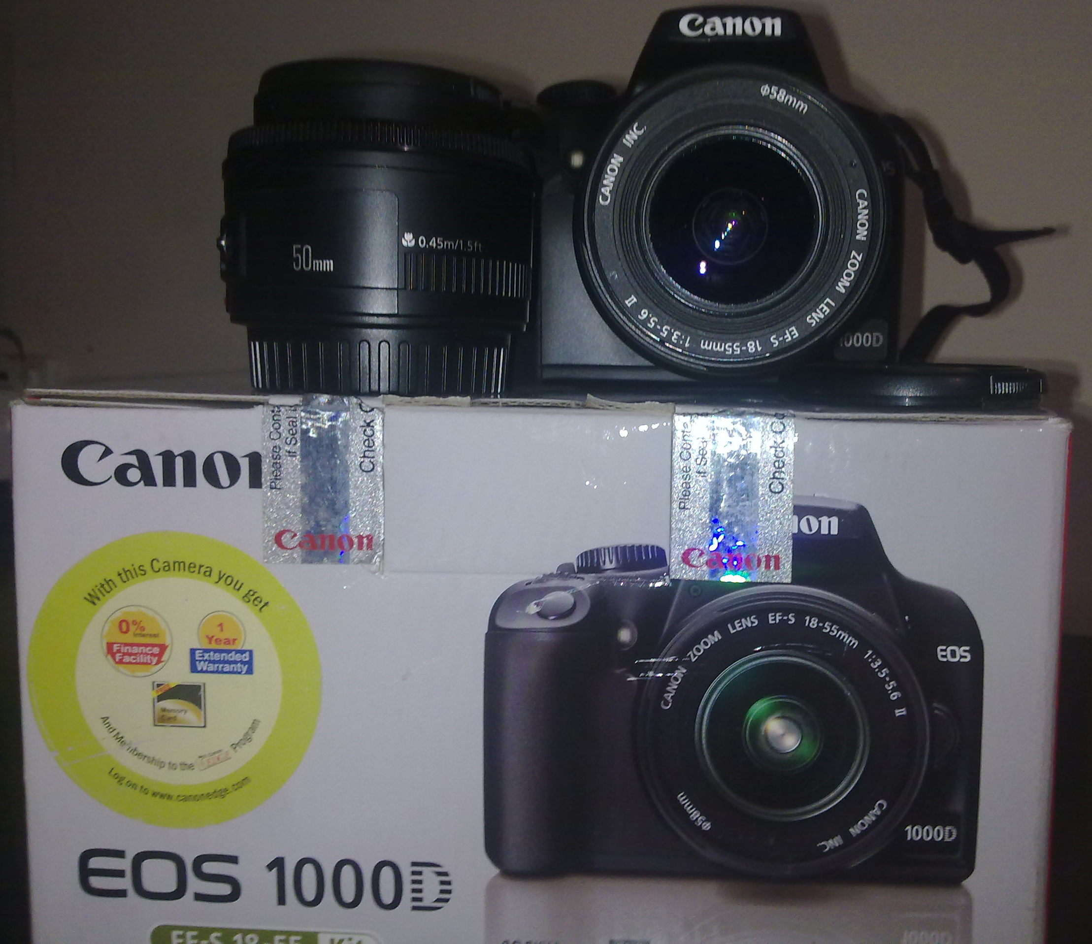 Canon 1000D With 18-55mm lens 50mm f 1.8 lens large image 0