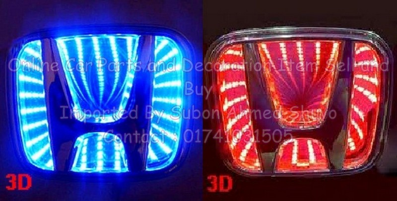 3D LED Car Decal Logo Light Badge Lamp for Honda large image 0