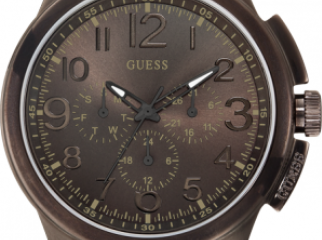 GUESS Watch Men s Brown Leather Strap 46mm