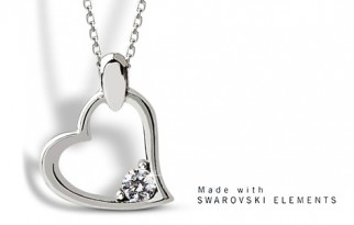 Sterling Silver Necklace with Heart Pendant Swarovski Crys