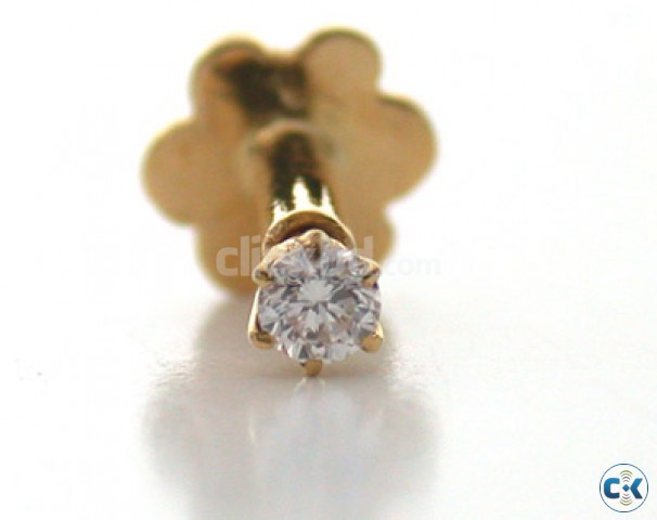 DIAMOND NOSE PIN in 18 K GOLD EID GIFT FOR HER SEE INSIDE large image 0
