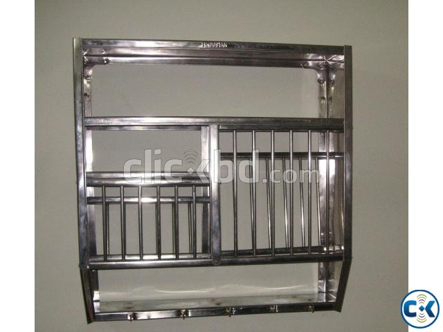 Stainless steel wall-mounted plate rack large image 0